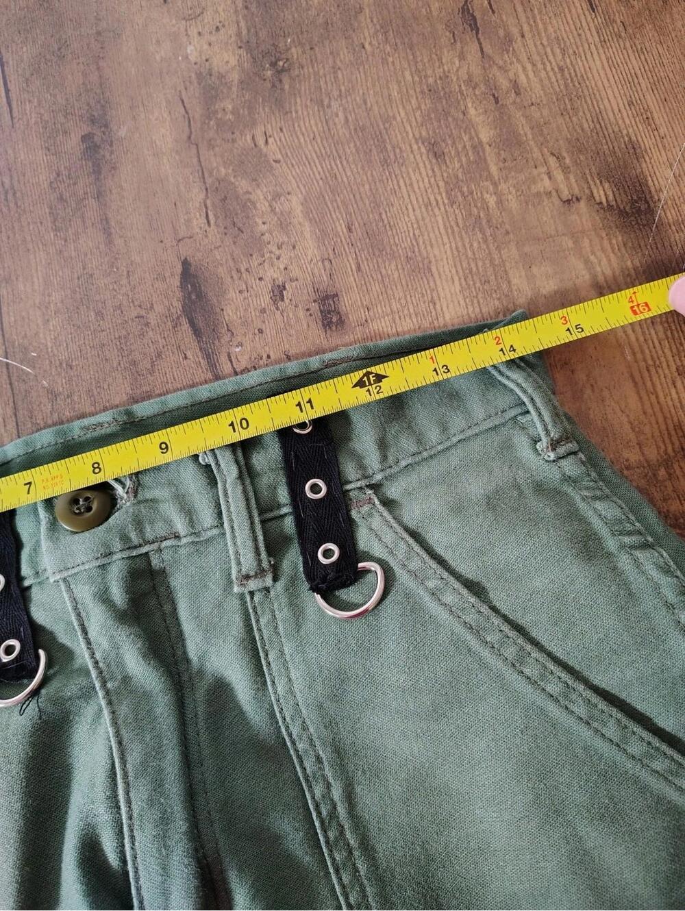 Cargo Pants 29 In. Green Flared Zip Skinny Punk 90s black X Army y2k - Picture 4 of 8